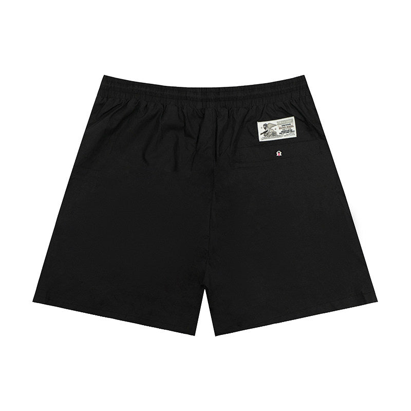 GRAF&WU Cute Button Embroidered Patch Vacation Lightweight Shorts