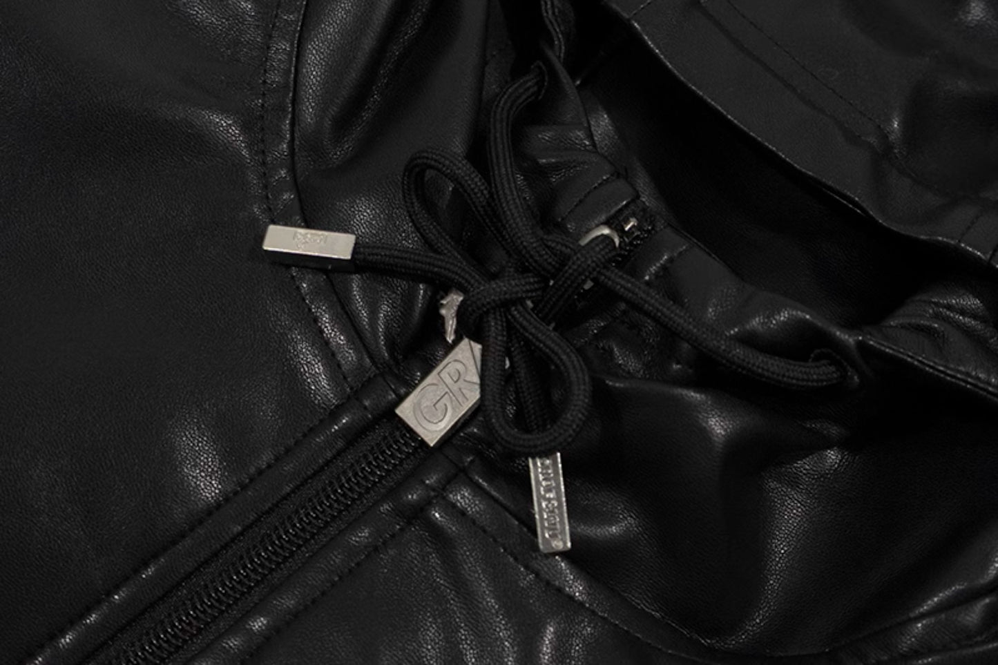 GRAF&WU Winter Vibe Metal Deer Brand Logo MA1 Leather Jacket