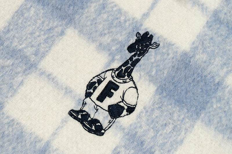 GRAF&WU Porcelain Blue Embroidered Deer Streetwear Loose Thick Shirt