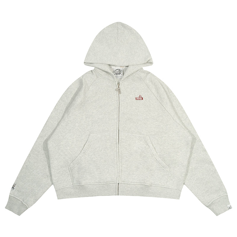 GRAF&WU Zip-up Hoodie Metal Deer Emblem Thick Fleece Cardigan