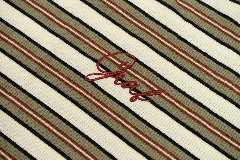 GRAFWU Simple Letter Embroidery Stripes T-Shirts