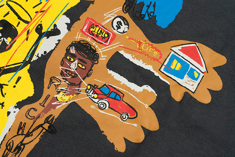 GRAF&WU Basquiat Graphic Print Loose Long Sleeve Shirt