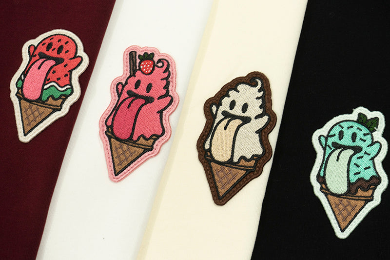 GRAF&WU T-Shirts Ice Cream Cute Ghost T-Shirt Fashion Cotton Short-Sleeved Men Women Casual Short Sleeve Summer T-Shirts For Ice Cream Lovers