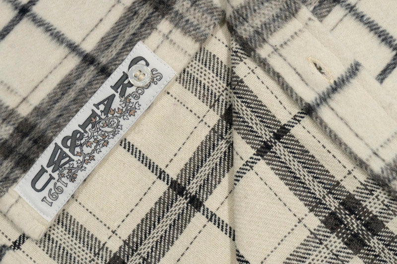 GRAF&WU Embroidered Blue Bird Nest Streetwear Plaid Brushed Shirt