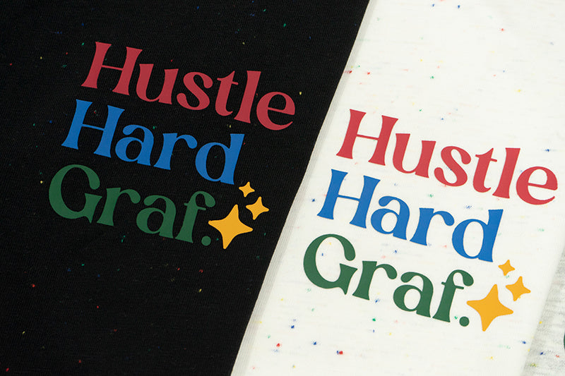 GRAF&WU【Colorful Dots】T-shirts Hustle Hard Graf Short-sleeved Street Fighting Printed Short sleeves Men women casual T-shirt