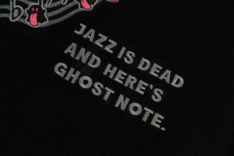 GRAF&WU Jazz Cute Ghost Leather Sleeved Wool Vintage Baseball Jacket