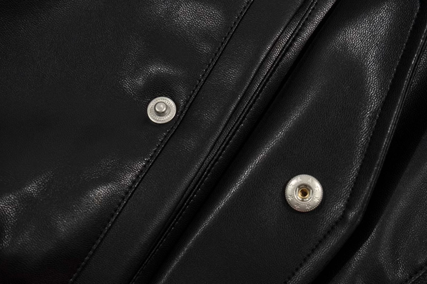 GRAF&WU Winter Vibe Metal Deer Brand Logo MA1 Leather Jacket