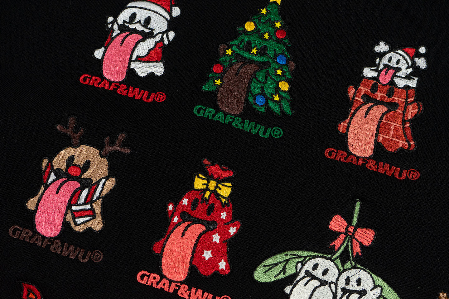 GRAF&WU 12 Christmas Cute Ghost Retro Loose Fleece Hoodies Fur Hat