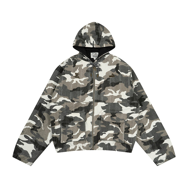 GRAF&WU Vintage Camouflage Leopard Pattern Thick Jacket