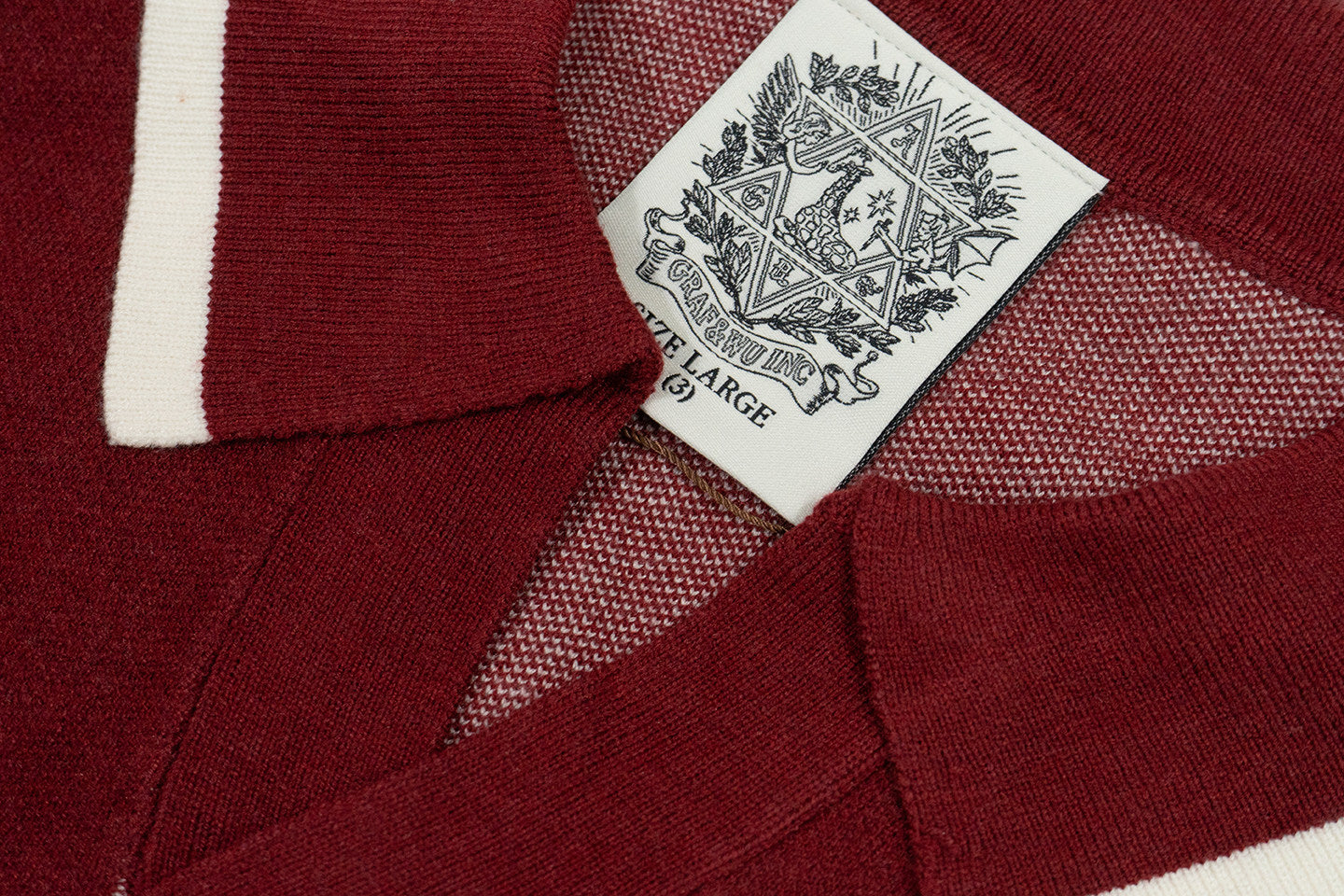 GRAF&WU Brand Letter Design Polo Collar Cozy Sweater