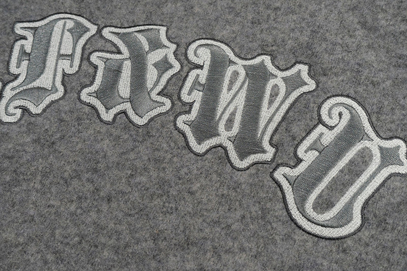 GRAF&WU Embroidered Wool Blend Thick Coat Baseball Jacket