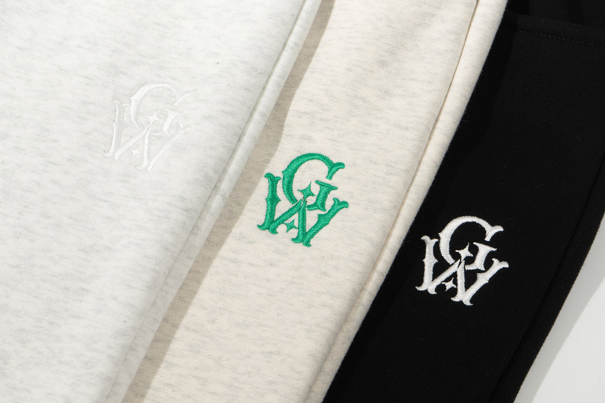 GRAF&WU Unisex Embroidered Cotton Fleece Sweatpants