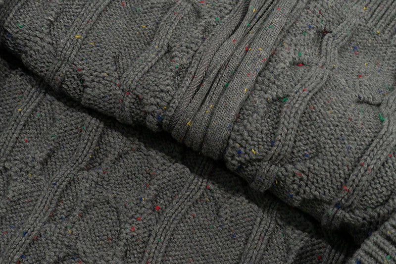 GRAF&WU Embroidered Twist Yarn Colorful Speckled Blended Zip Knit Coat