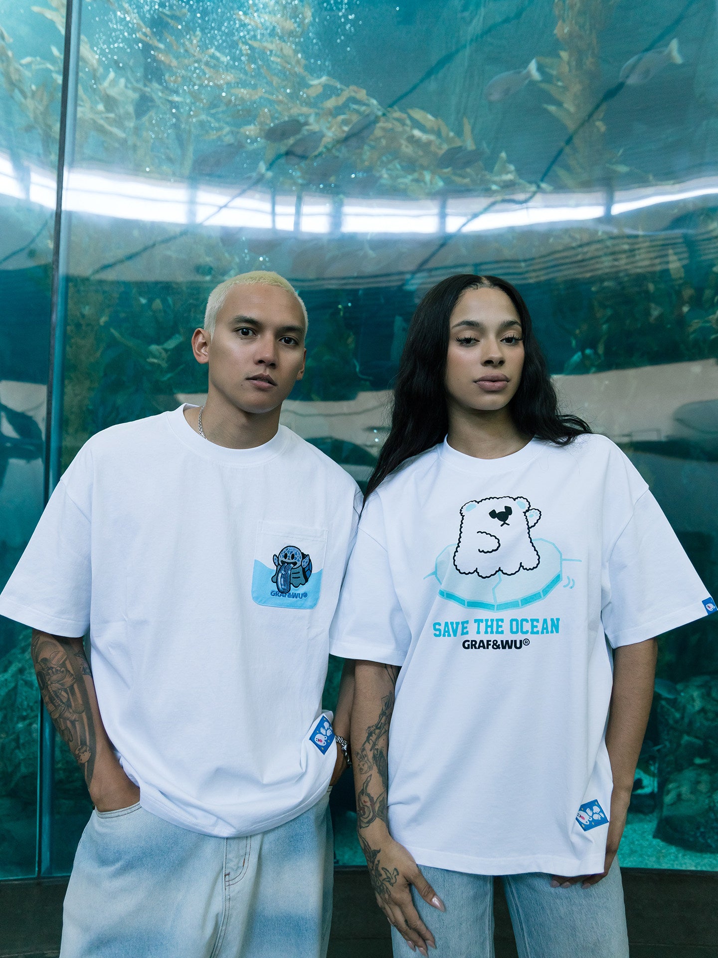 GRAF&WU Protect Ocean Nature Themed Cute Ghost T-shirt