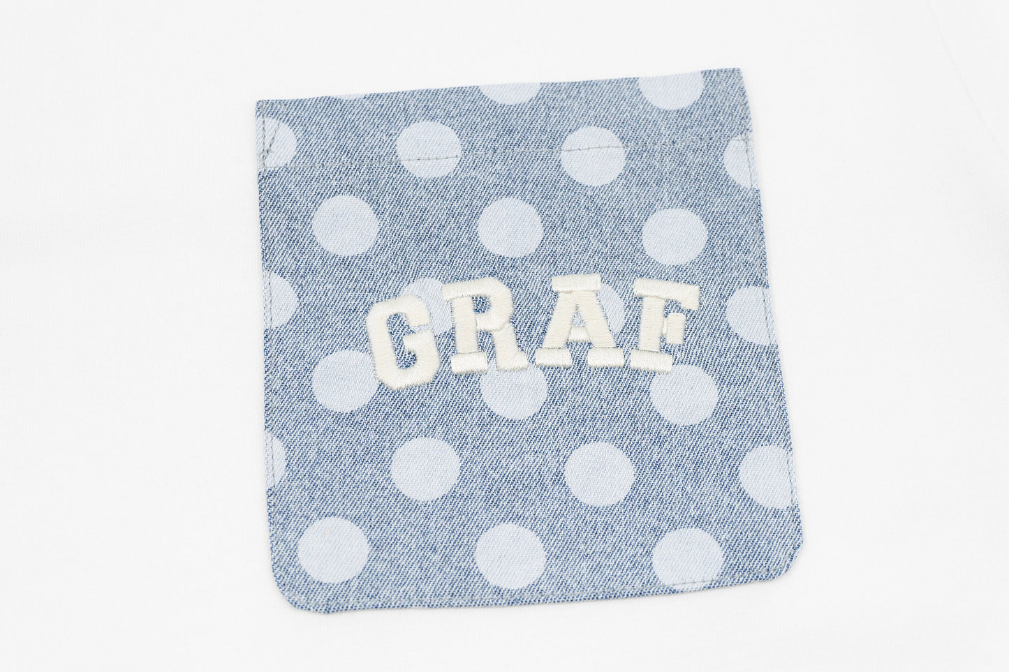 GRAF&WU Washed Houndstooth Star Pattern Denim Pocket Cotton T-shirt