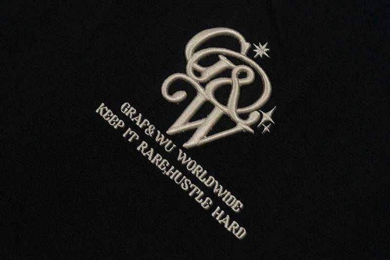 GRAF&WU Brand Letter 3D Embroidered Cooling Causal Loose T-Shirt