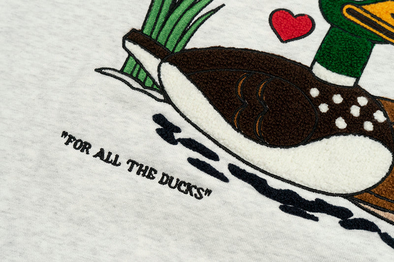 GRAF&WU Ducks Eembroidery Couple Fleece  Crewneck Sweatshirt