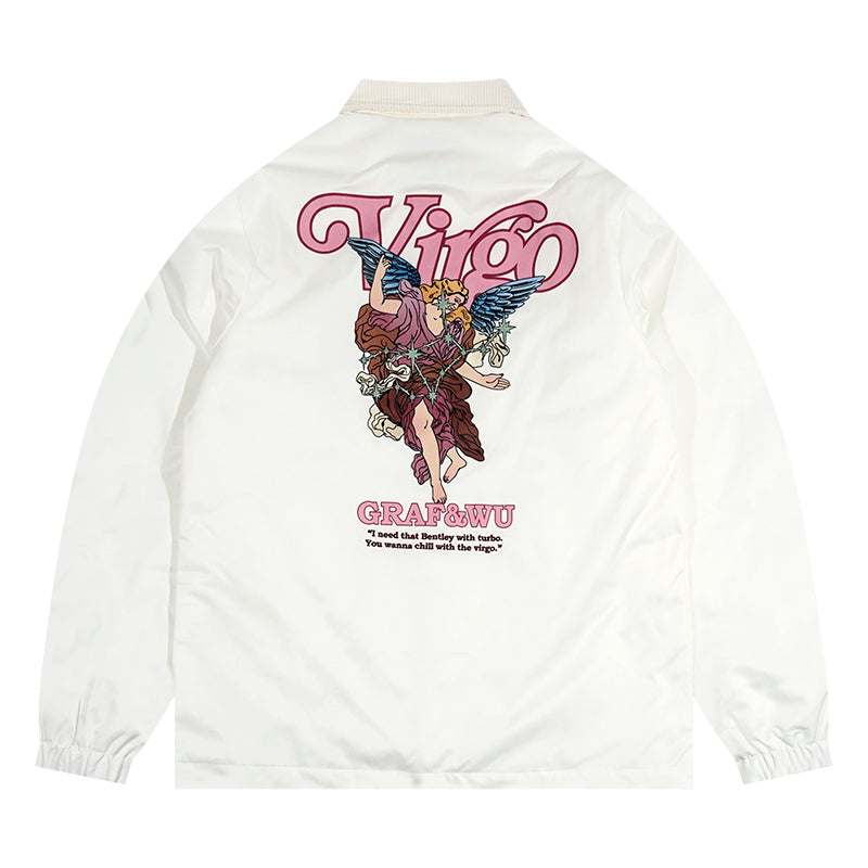 GRAF&WU 12 Signs Hip-hop Lyrics Embroidery Print Windproof Coach Jacket