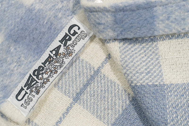 GRAF&WU Porcelain Blue Embroidered Deer Streetwear Loose Thick Shirt