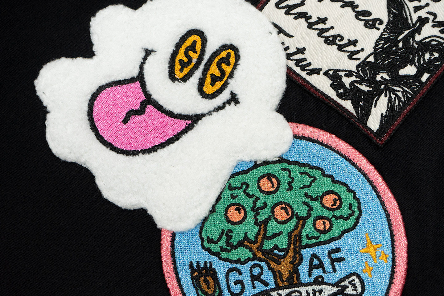 GRAF&WU Badge Character Design Graphic Vintage Washed Pants