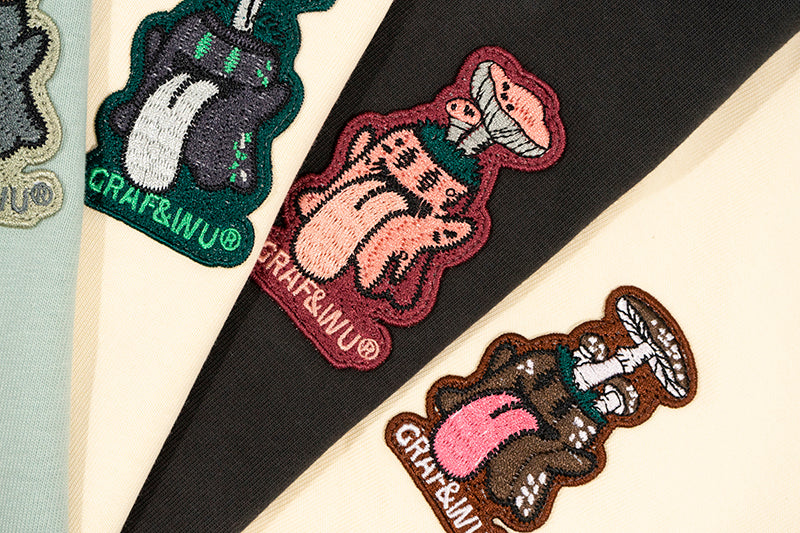 GRAF&WU Mushroom BooGhost 2.0 Embroidered Raglan Long Sleeve Tee