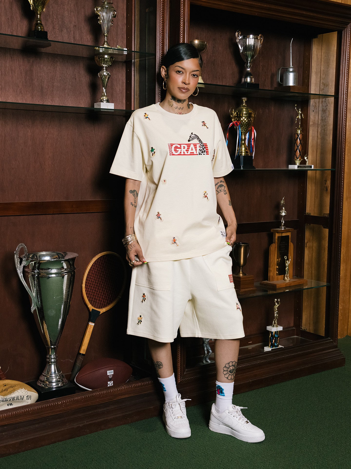 GRAF&WU Mini Athletic Giraffe Embroidered Shorts