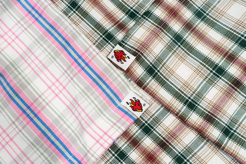 GRAF&WU Classic Embroidered Giraffe Check Casual Short-Sleeve Shirt