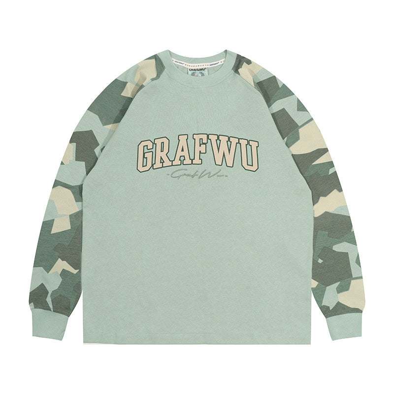 GRAF&WU Hidden Attack Camouflage Loose Raglan Long-Sleeve T-Shirt