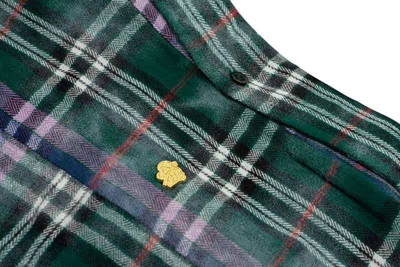 GRAF&WU Plaid Angel Football Embroidery Street Loose Brushed Shirt