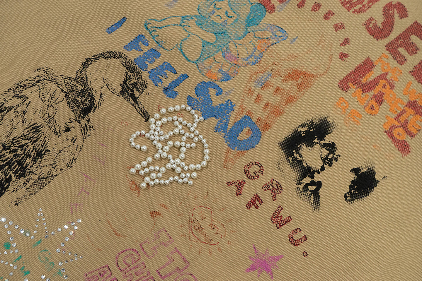 GRAF&WU Leather Collar Harrington Graffiti Vintage Jacket