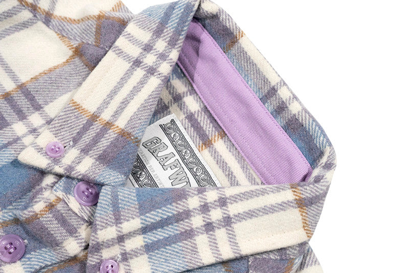 GRAF&WU Brand Letter Embroidered Fashion Flannel Loose Shirt