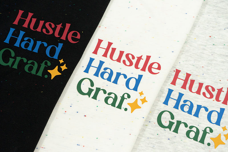 GRAF&WU【Colorful Dots】T-shirts Hustle Hard Graf Short-sleeved Street Fighting Printed Short sleeves Men women casual T-shirt