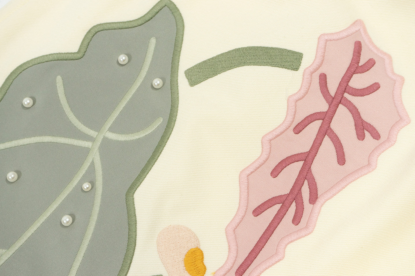 GRAF&WU Aesthetic Green Plant Embroidered Pearl Baggy Trousers