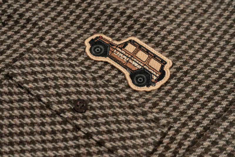 GRAF&WU Embroidered Off-road Vehicle Houndstooth Wool Shirt Coat
