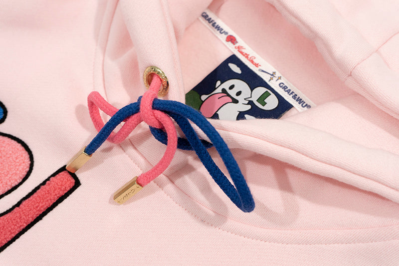 GRAF&WU Sweet Anatomy Cute Ghost Velcro Plush Pink Viscera Fleece Hoodie