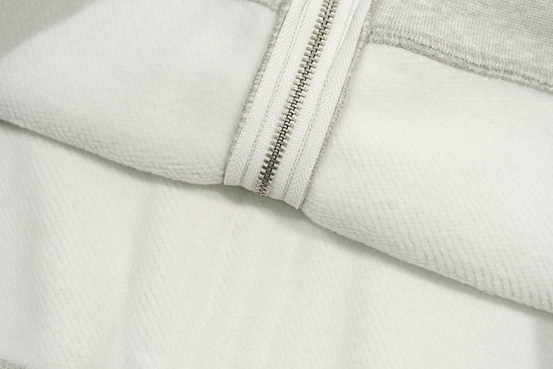 GRAF&WU Zip-up Hoodie Metal Deer Emblem Thick Fleece Cardigan