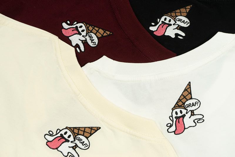 GRAF&WU T-Shirts Ice Cream Cute Ghost T-Shirt Fashion Cotton Short-Sleeved Men Women Casual Short Sleeve Summer T-Shirts For Ice Cream Lovers