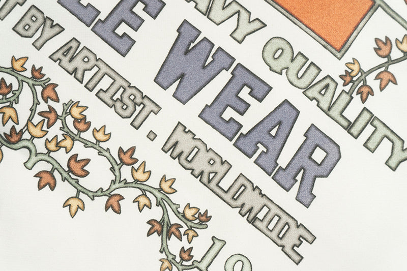 GRAF&WU Fallen Leaves Floral Letter Brass Button Fleece Hoodie