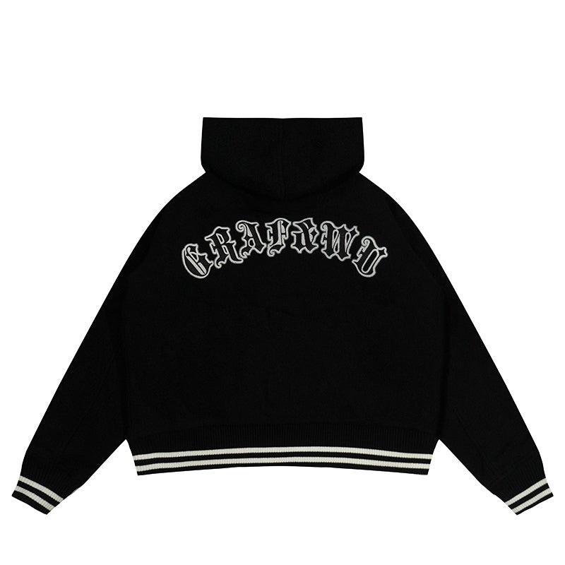 GRAF&WU Embroidered Wool Blend Thick Coat Baseball Jacket