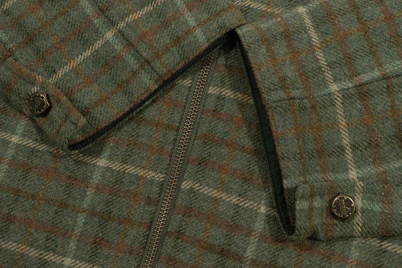 GRAF&WU Leather Collar Luxury Wool Retro Plaid Detroit Jacket