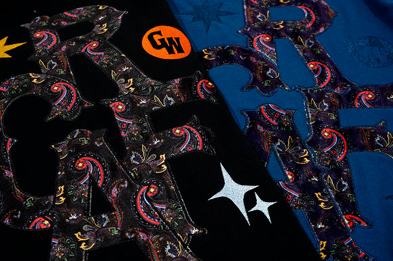 GRAF&WU Paisley Velvet Patchwork Pattern Long-Sleeve Shirt