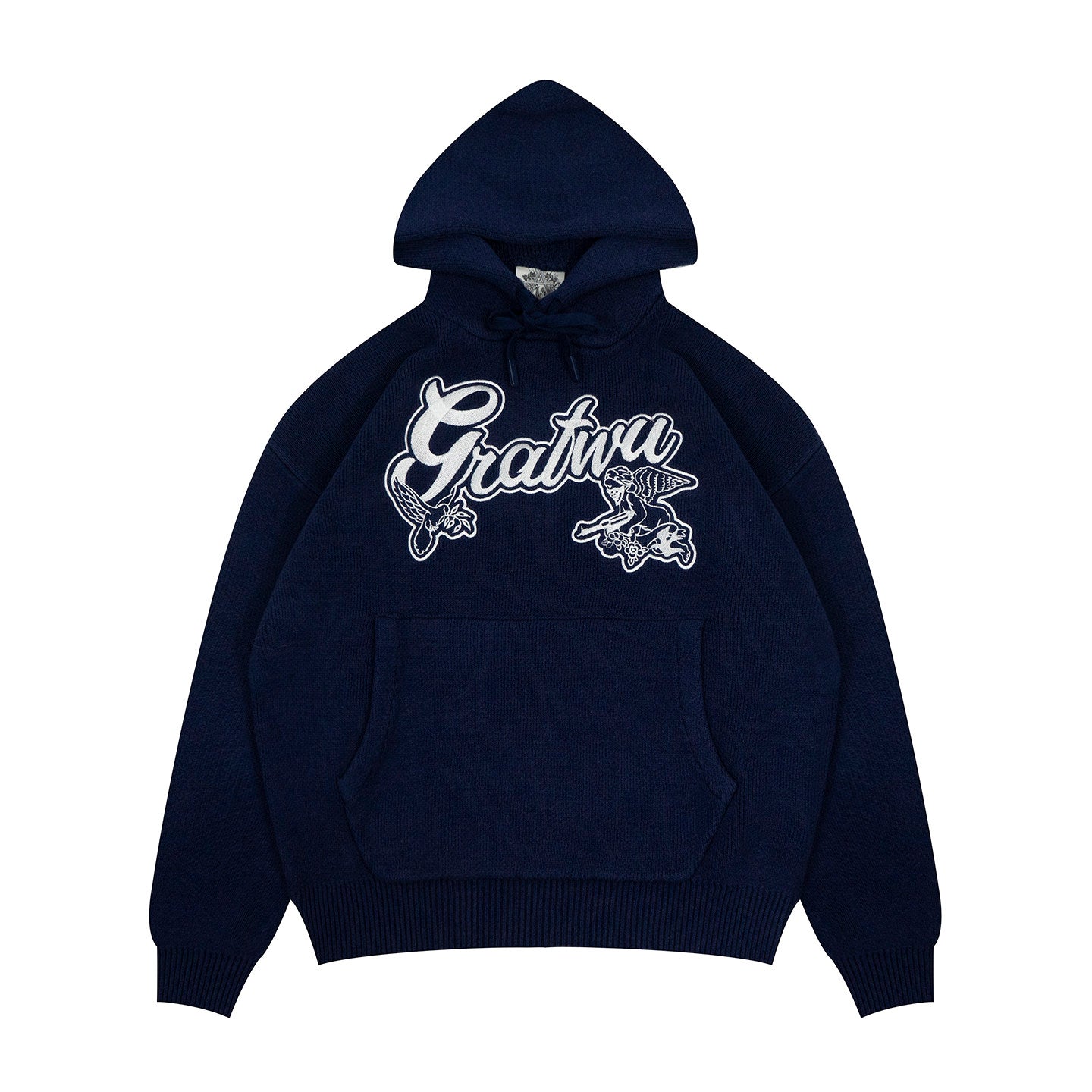 GRAF&WU Trust In Graf Embroidered AK47 Angel Knitted Hoodie Sweater