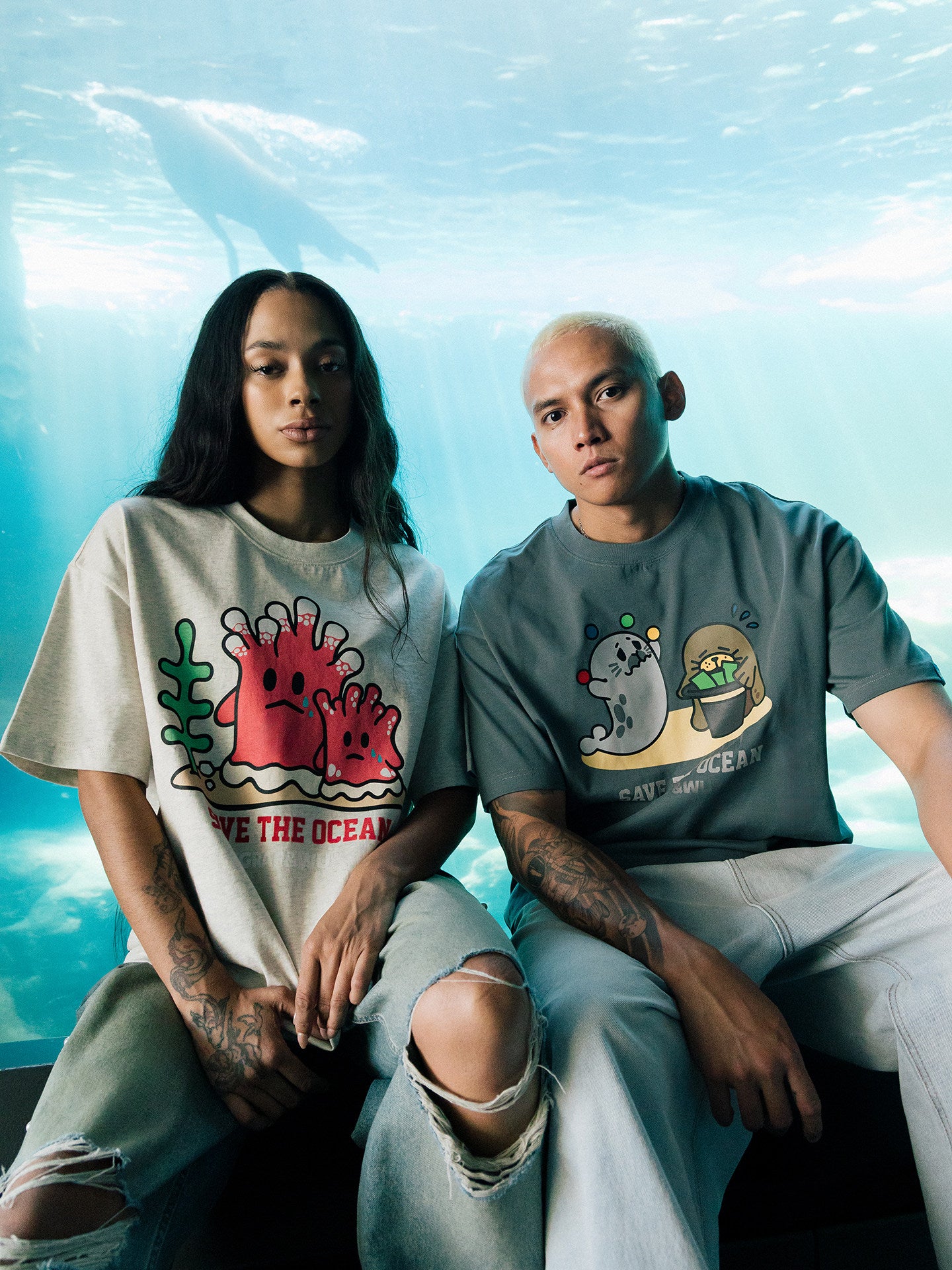 GRAF&WU Protect Ocean Nature Themed Cute Ghost T-shirt