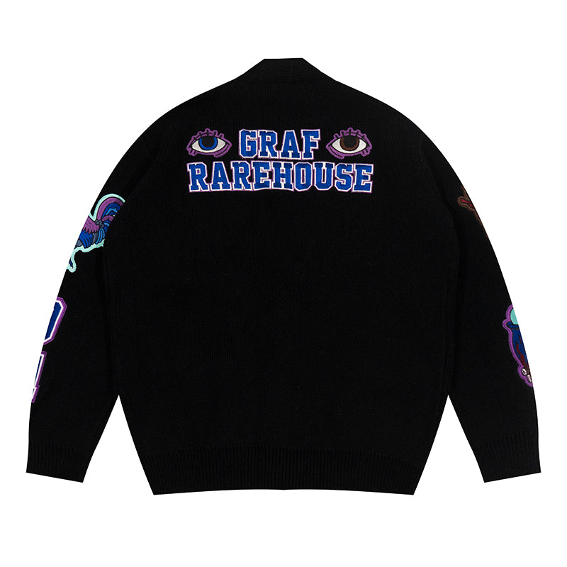 GRAF&WU Devil Two-Headed Sheep Emblem Knitted Sweater