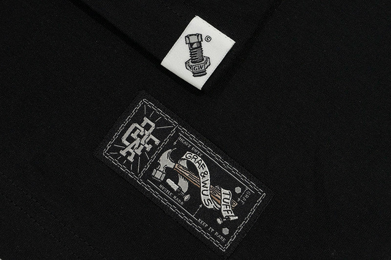 GRAF&WU Brand Letter 3D Embroidered Cooling Causal Loose T-Shirt