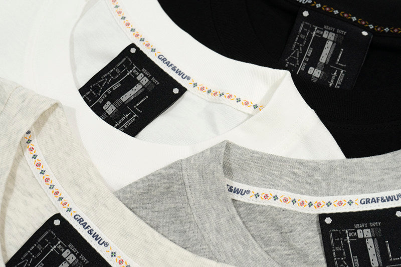 GRAF&WU Brand Letter 3D Embroidered Cooling Causal Loose T-Shirt