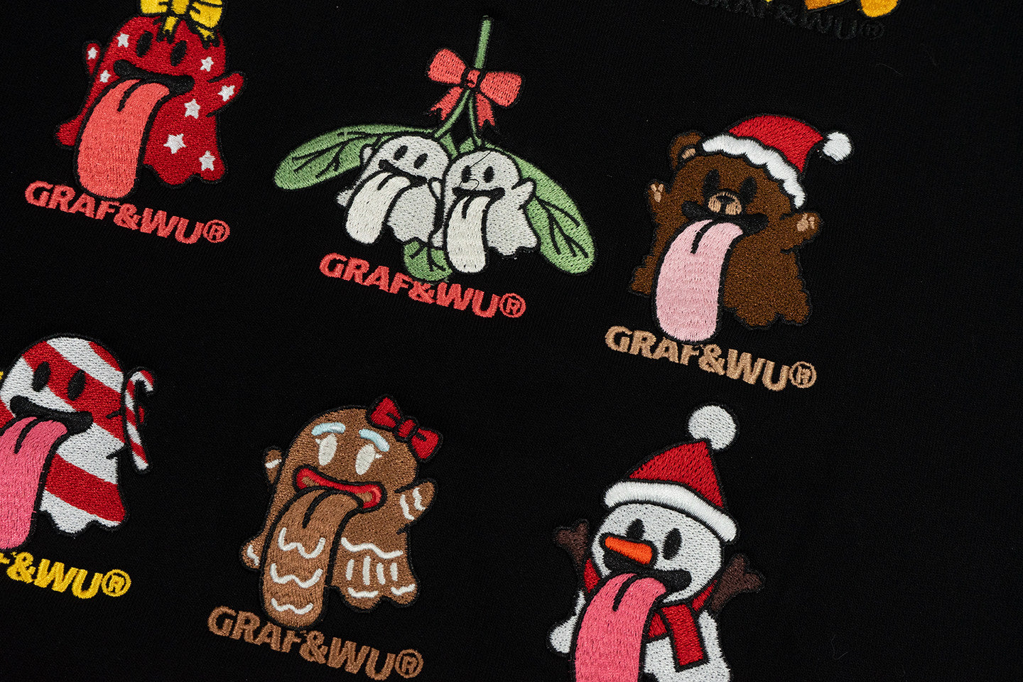 GRAF&WU 12 Christmas Cute Ghost Retro Loose Fleece Hoodies Fur Hat