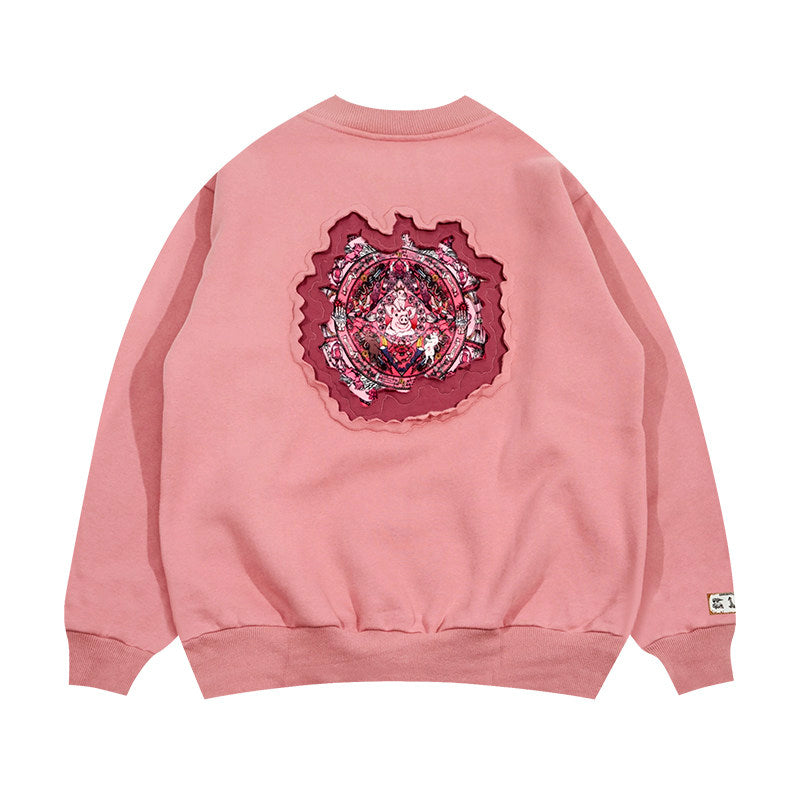 GRAF&WU Classic Erosion 2.0 3D Design Casual Fleece Crew Neck Sweatshirt