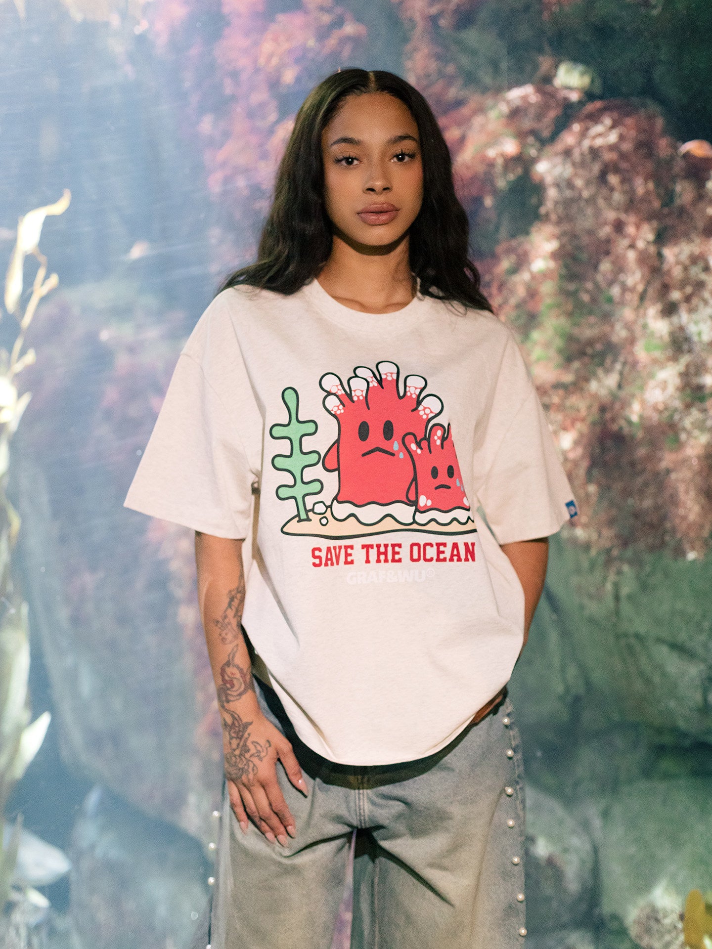 GRAF&WU Protect Ocean Nature Themed Cute Ghost T-shirt