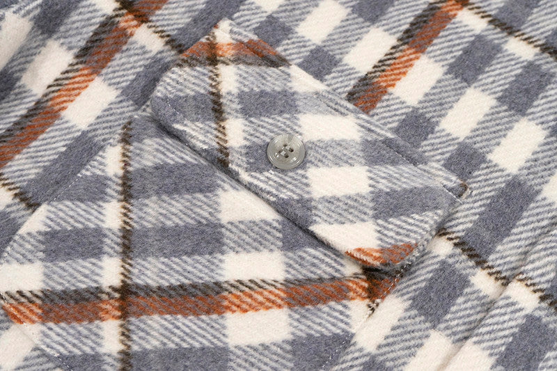 GRAF&WU Giraffe Embroidered Flannel Loose Plaid Shirt